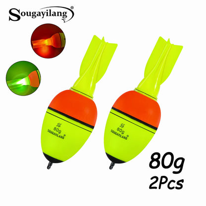 Luminous Fish Floats Rocket Shape 2Pcs with 6 Size -High Density Foam Material for 30-100G Buoyancy Fishing Gear ﻿