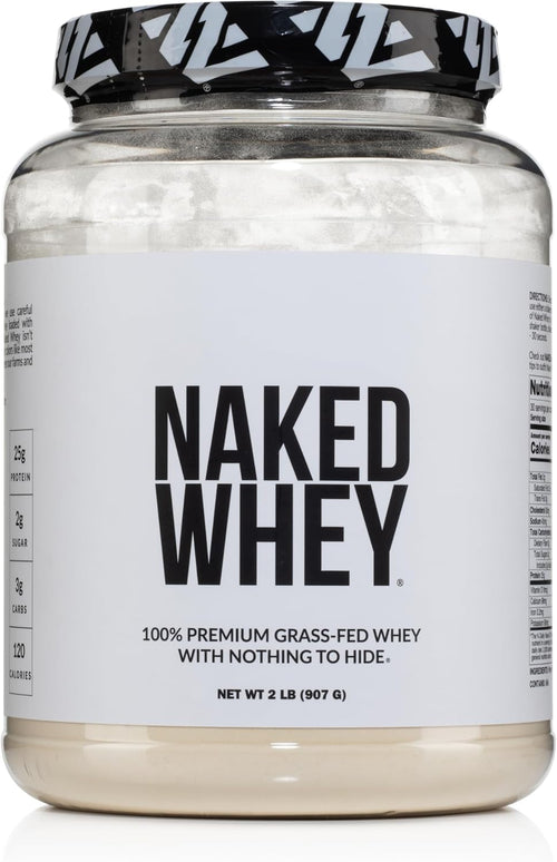 Naked Whey 2LB 100% Grass Fed Whey Protein Powder - Only 1 Ingredient, Unflavore
