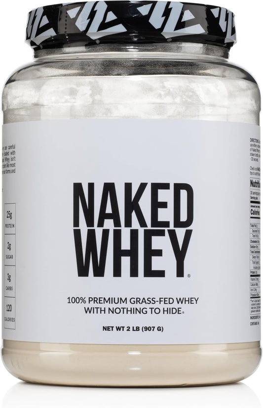 Naked Whey 2LB 100% Grass Fed Whey Protein Powder - Only 1 Ingredient, Unflavore