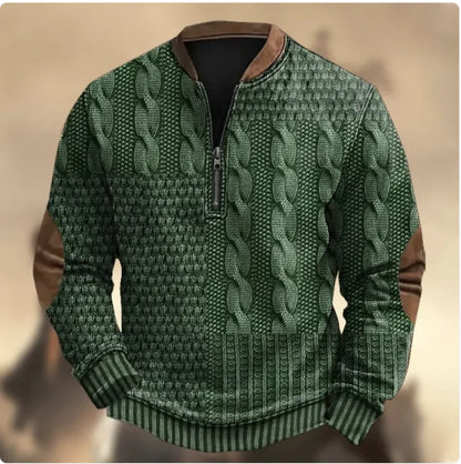 Men's 3D Printed Half-Zip Sweater