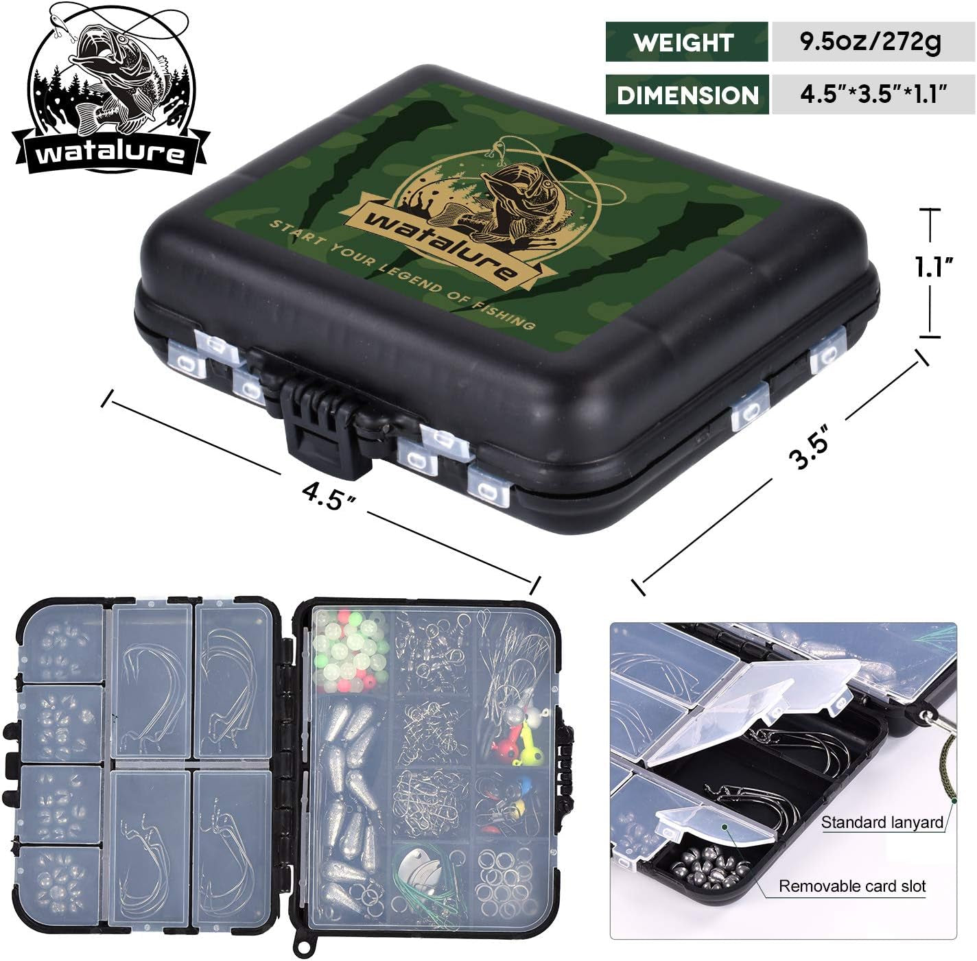Fishing Accessories Equipment Kit Rig Set Including Sinker Bullet Weights,Fishing Swivels Snap,Sinker Slides,Jig Hook,Fishing Tackle Box for Bass Trout Freshwater Saltwater