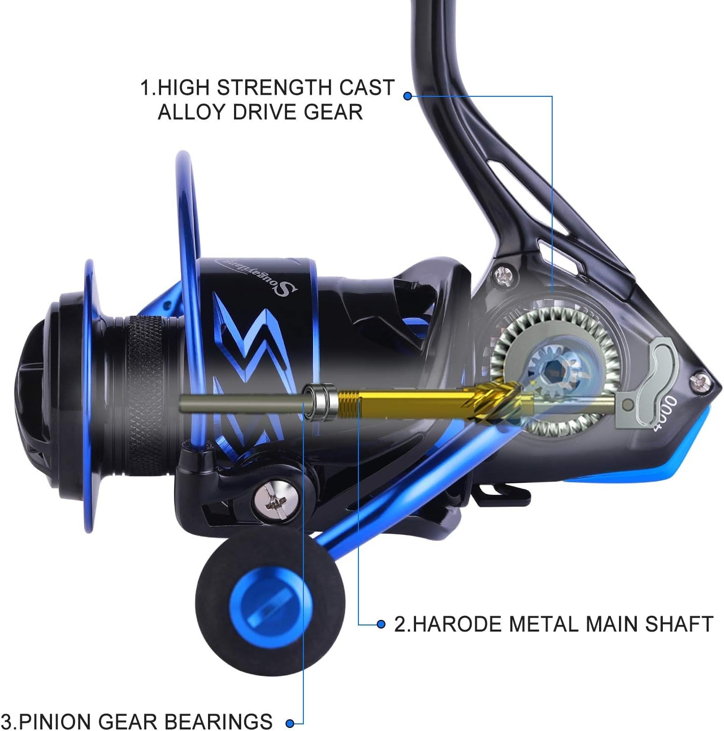 Spinning Reels Ultra-Weight, 6.2: 1 High Speed ​​Gear Ratio, Metal Frame and Rotor, 12 + 1 Shielded BB, Smooth Powerful Freshwater and Saltwater Spinning Fishing Reel