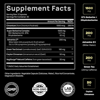141,500Mg Berberine GLP-1 Weight Loss Supplement + Dihydroberberi