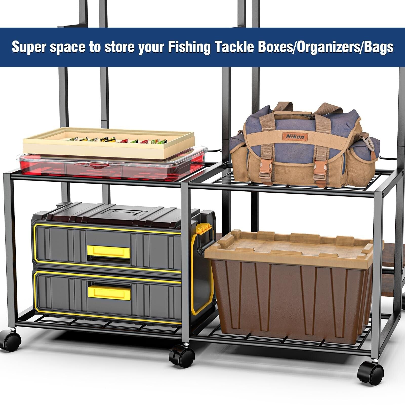 Miratino Fishing Rod Holders for Garage, 24 Rods Large-Capacity Fishing Pole ...