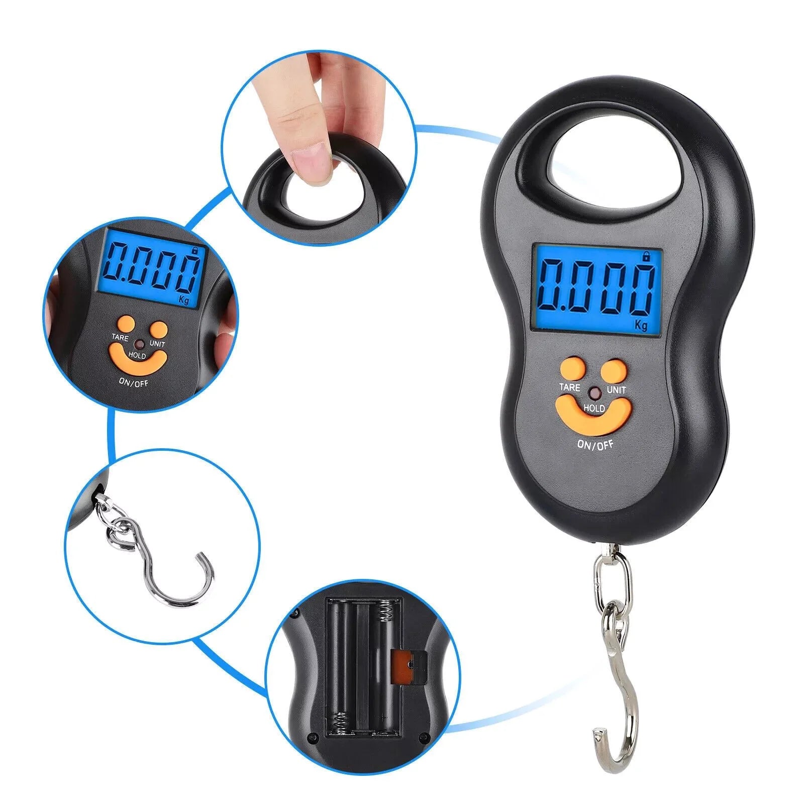 Digital Fish Scale Postal Hanging Hook Luggage Weight LCD Mini Portable 110 Lb Spare Part
