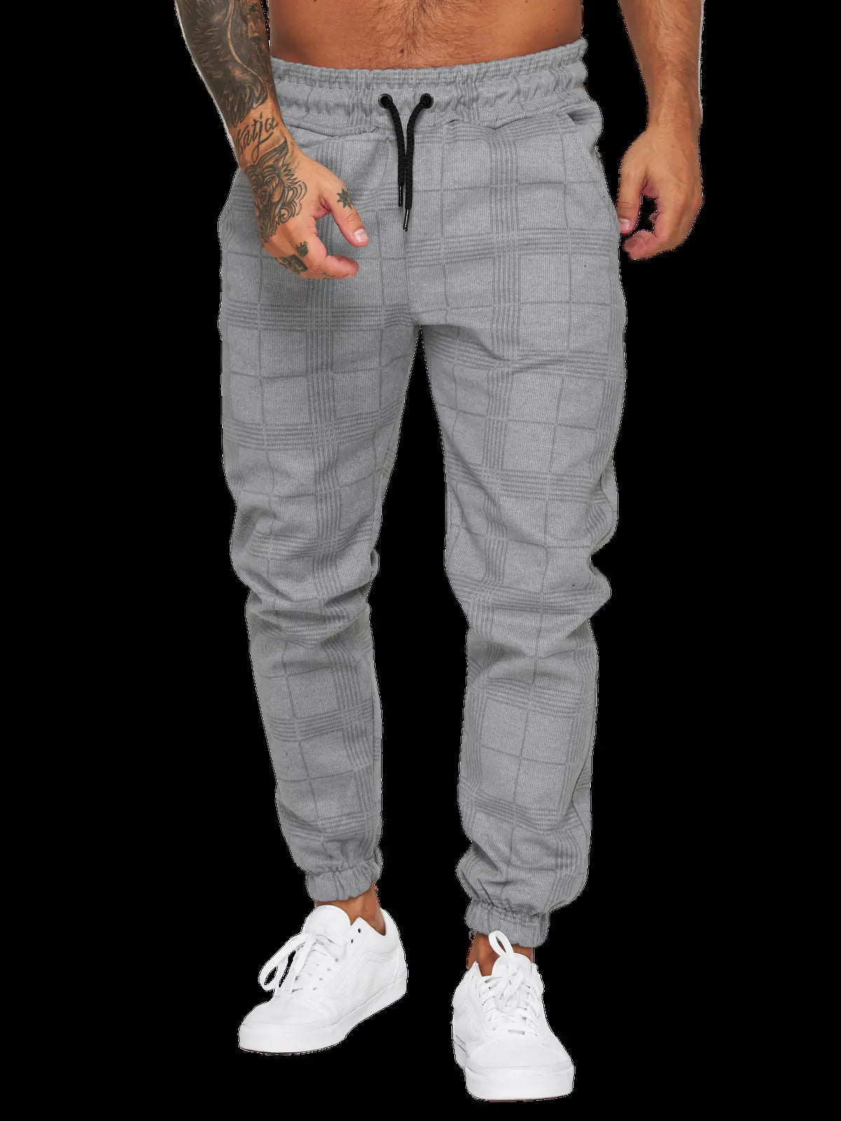 3D Checkered Digital Print Casual Pants