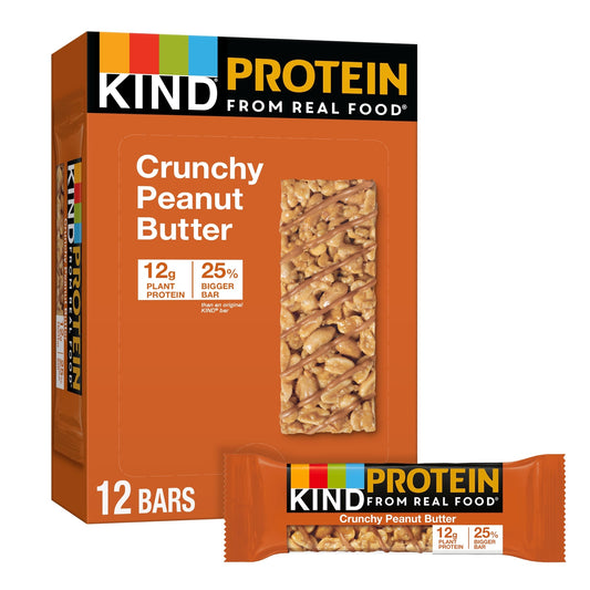 KIND Protein Bars Crunchy Peanut Butter 12 Count Gluten Free Plant Protein