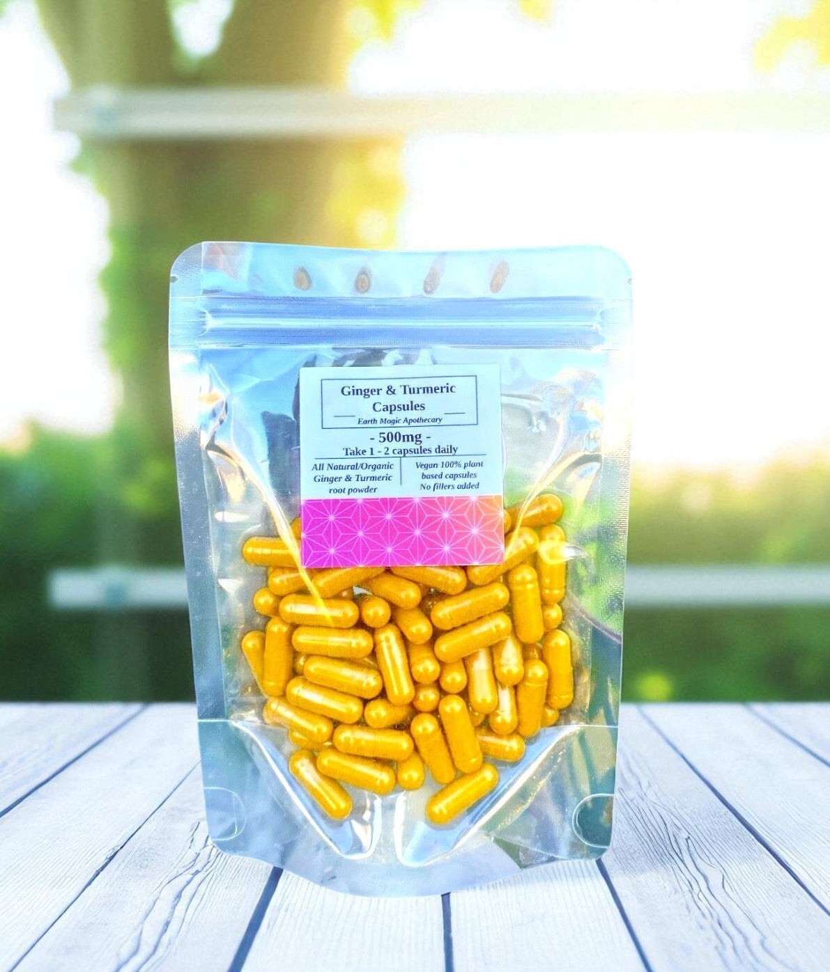 Turmeric Root & Ginger Root Veggie 50 Capsules, 500Mg Organic Supplements