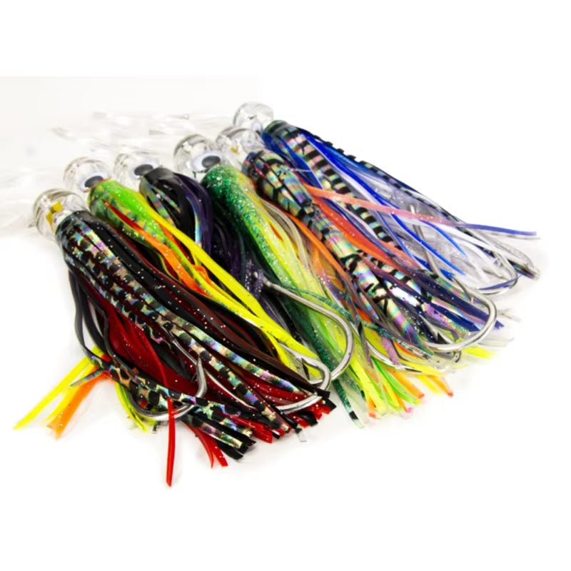 6PCS Fishing Trolling Lures for Marlin Tuna Mahi Octopus Squid Skirt Bait 6.5 Inches Silicone High Carbon Steel Big Fishes Lures