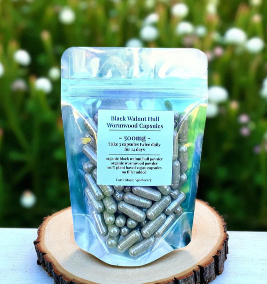 Black Walnut Hull & Wormwood 50 Capsules Organic Parasite Cleanse Supplements