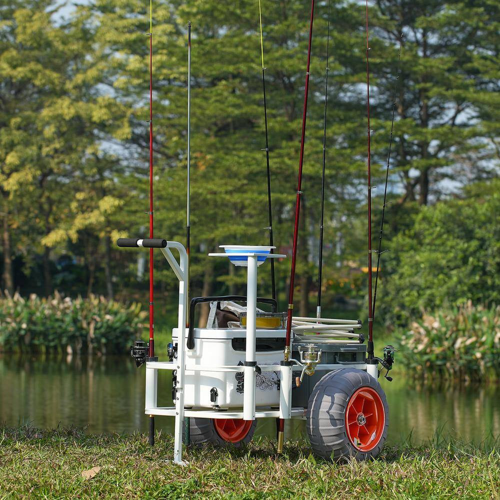 3.5 Cu.Ft. Beach Fishing Cart 350 Lbs. Heavy-Duty Steel Fish and Marine Cart Garden Cart with 2 X 16 In. PU Balloon Tire