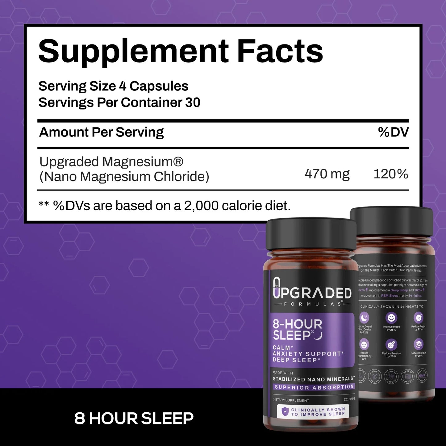 8-Hour Sleep Vegan Mineral Supplements 120 Count Natural Relaxation