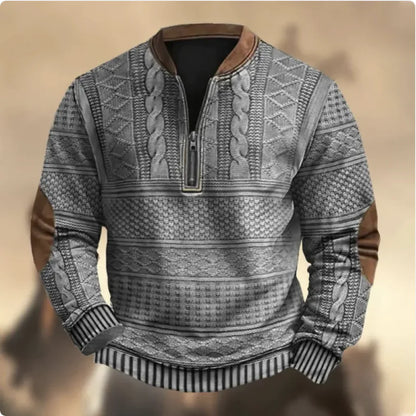 Men's 3D Printed Half-Zip Sweater