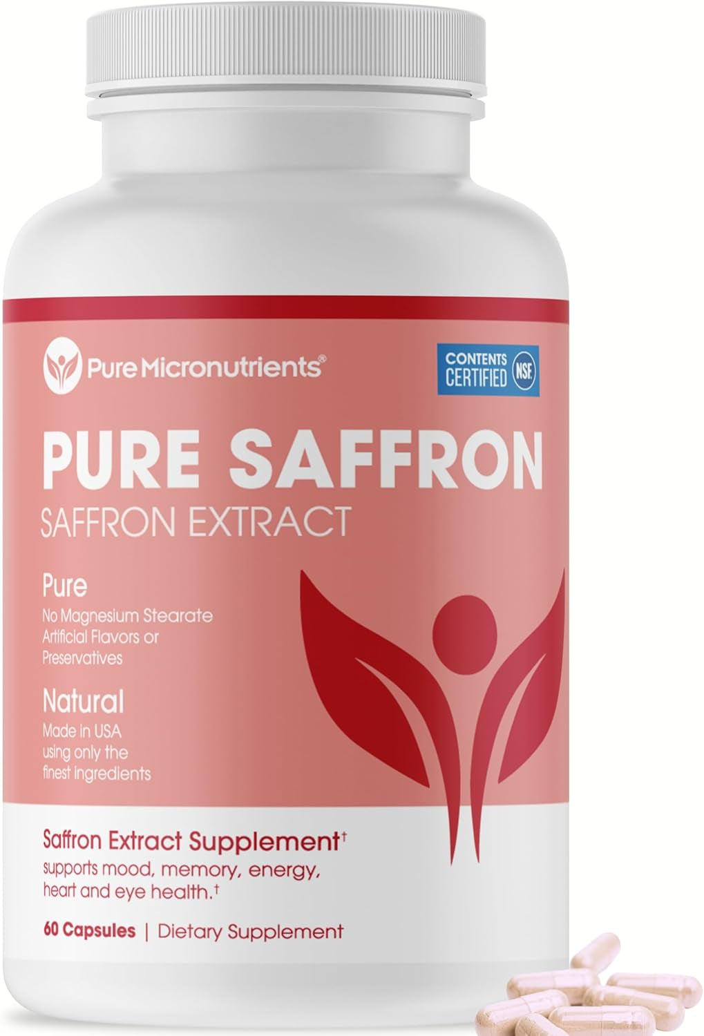 Saffron Supplements - 100% Pure Saffron Extract Capsules - Boost Energy & Mood,