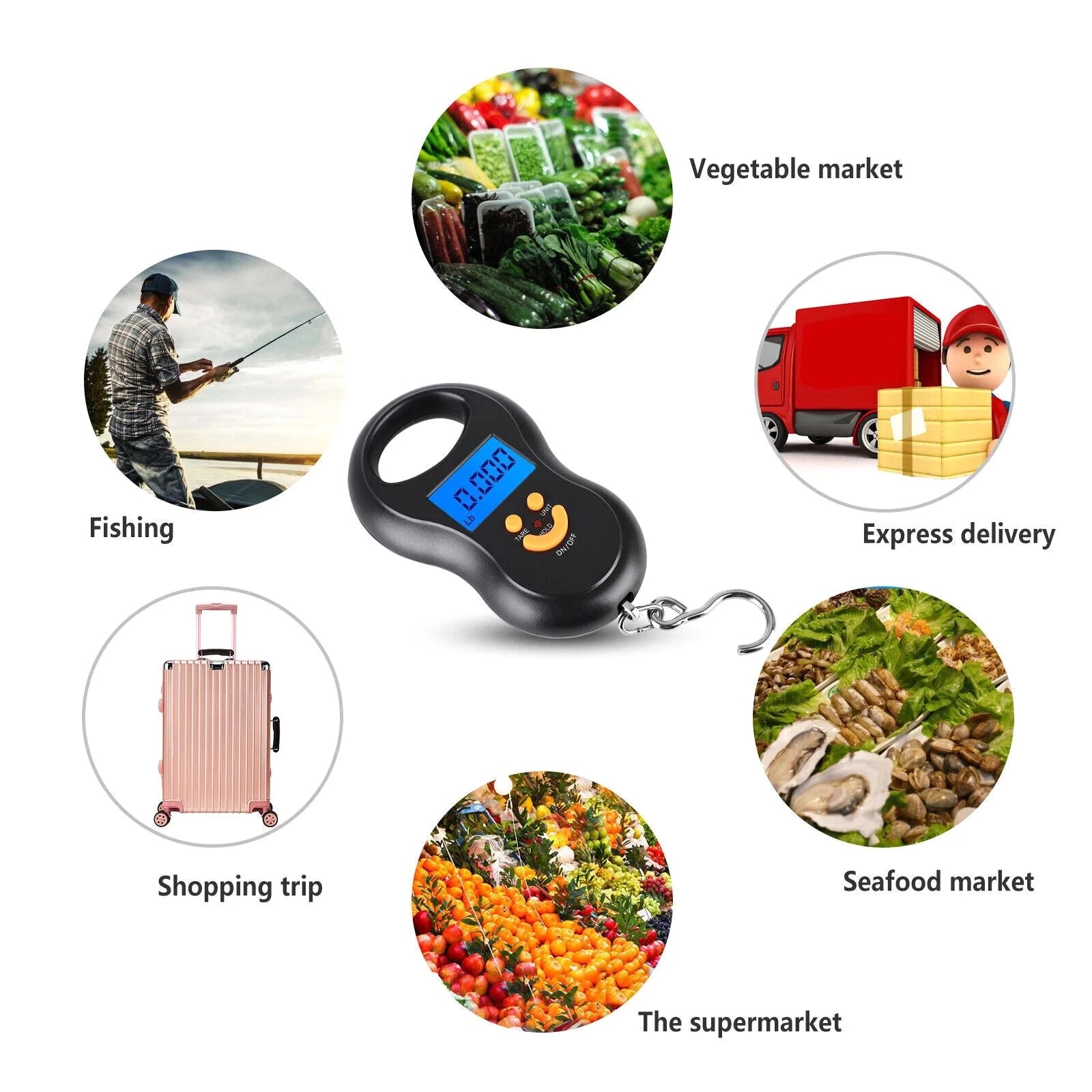 Digital Fish Scale Postal Hanging Hook Luggage Weight LCD Mini Portable 110 Lb Spare Part