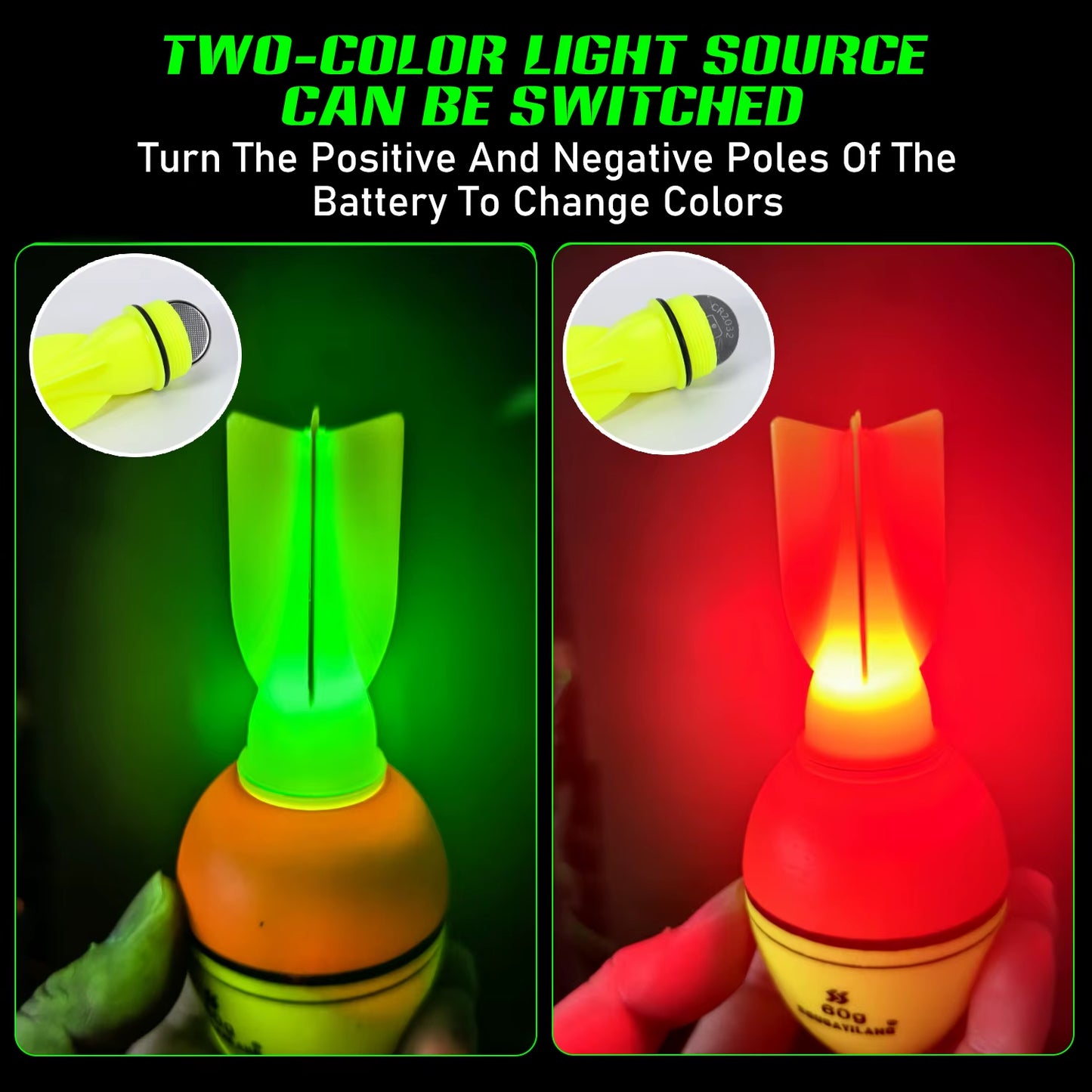 Luminous Fish Floats Rocket Shape 2Pcs with 6 Size -High Density Foam Material for 30-100G Buoyancy Fishing Gear ﻿