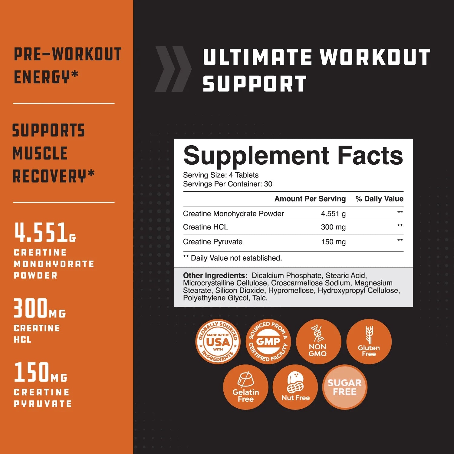 High Strength Tri Phase Creatine Pills - Muscle Mass Gainer and Muscle Recovery Creatine HCL Pyruvate and Creatine Monohydrate Pills - Optimal Muscle Builder Creatine Pre Workout for Women and Men