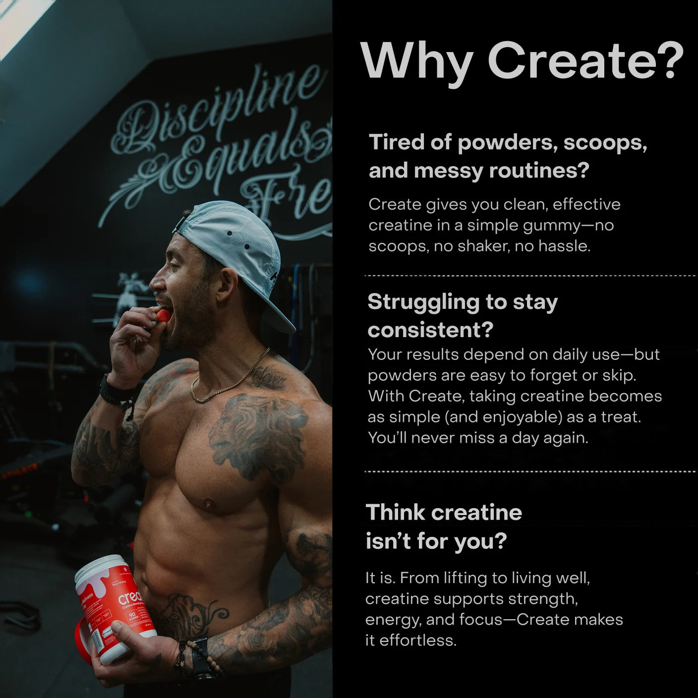 Create Watermelon Creatine Gummies – 1.5G Creatine Monohydrate, Boost Strength & Focus, 90 Ct