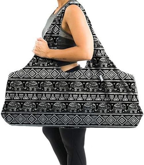 Large Yoga Mat Bag | the ORIGINAL totepro | Large Yoga Mat Tote Sling Carrier with Side Pocket | Fits Most Size Mats (Thai Elephant)