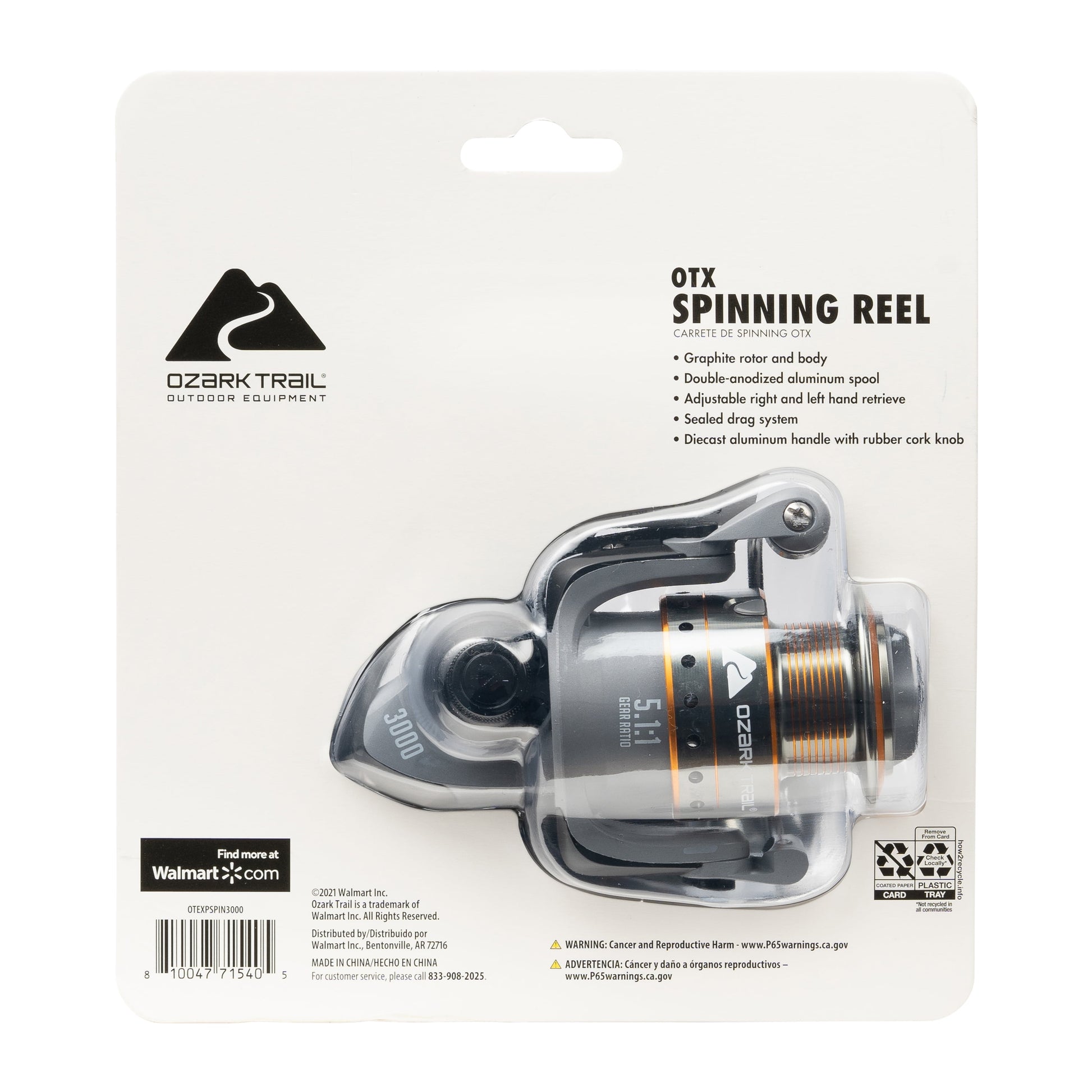 OTX 3000 Spinning Fishing Reel, 5.1:1 Gear Ratio