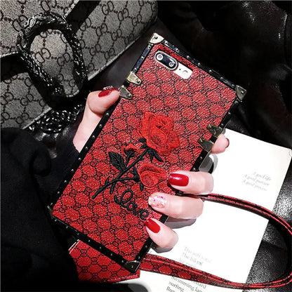 3D Rose Embroidered Phone Cases for Apple iPhones