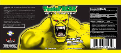 Testofreak 100% Natural Testosterone Booster for Size and Strength 60Ct Max 1410Mg per Serving by