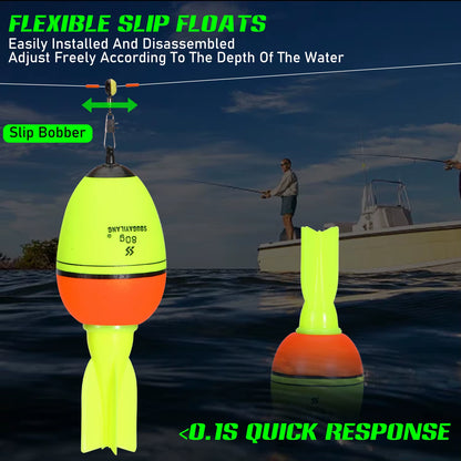Luminous Fish Floats Rocket Shape 2Pcs with 6 Size -High Density Foam Material for 30-100G Buoyancy Fishing Gear ﻿
