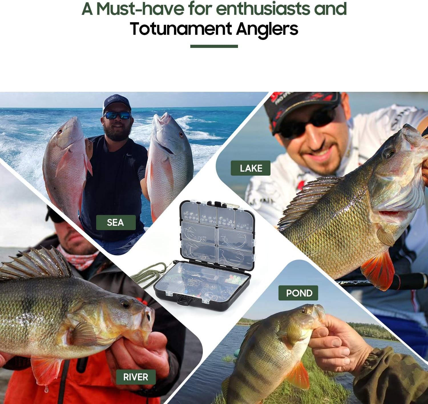 Fishing Accessories Equipment Kit Rig Set Including Sinker Bullet Weights,Fishing Swivels Snap,Sinker Slides,Jig Hook,Fishing Tackle Box for Bass Trout Freshwater Saltwater