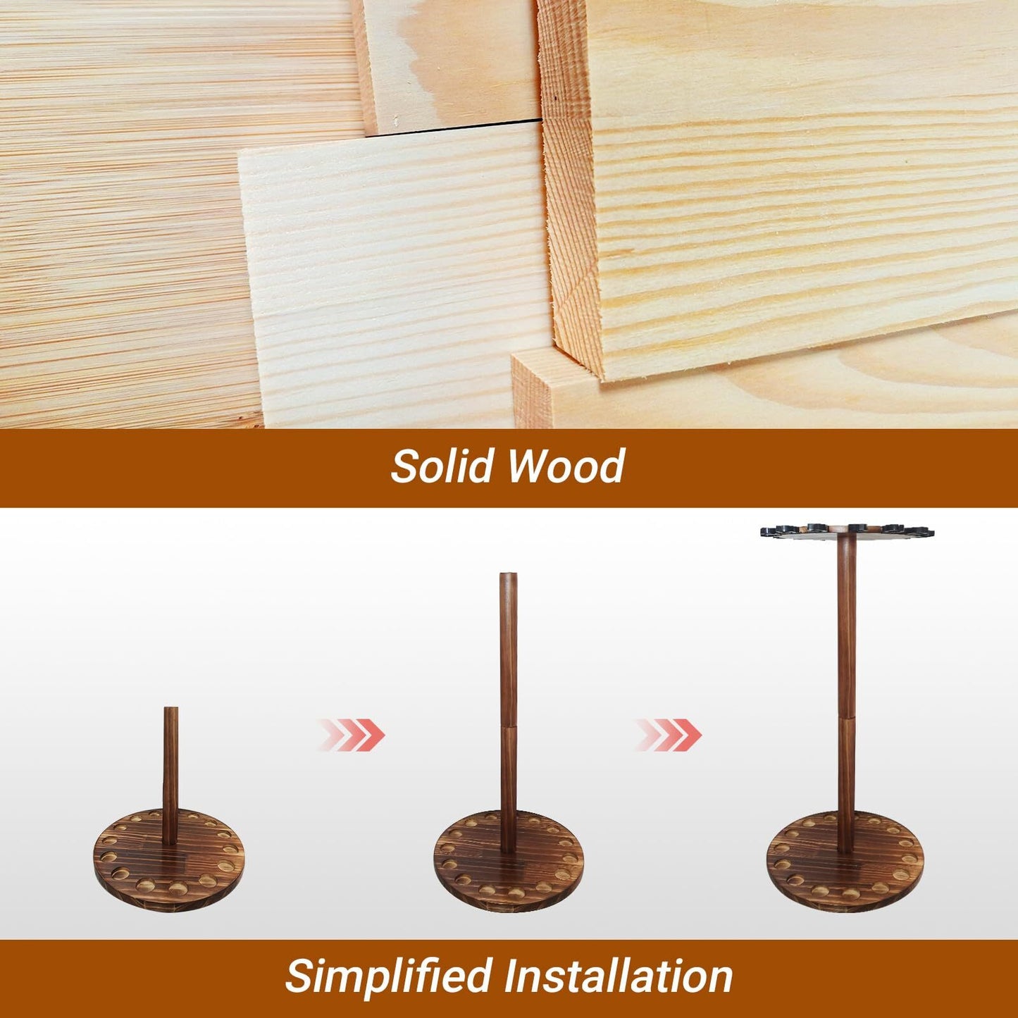 Fishing Rod Holders for Garage Wood Pole Rack Floor Stand Holds up to 15 Rods