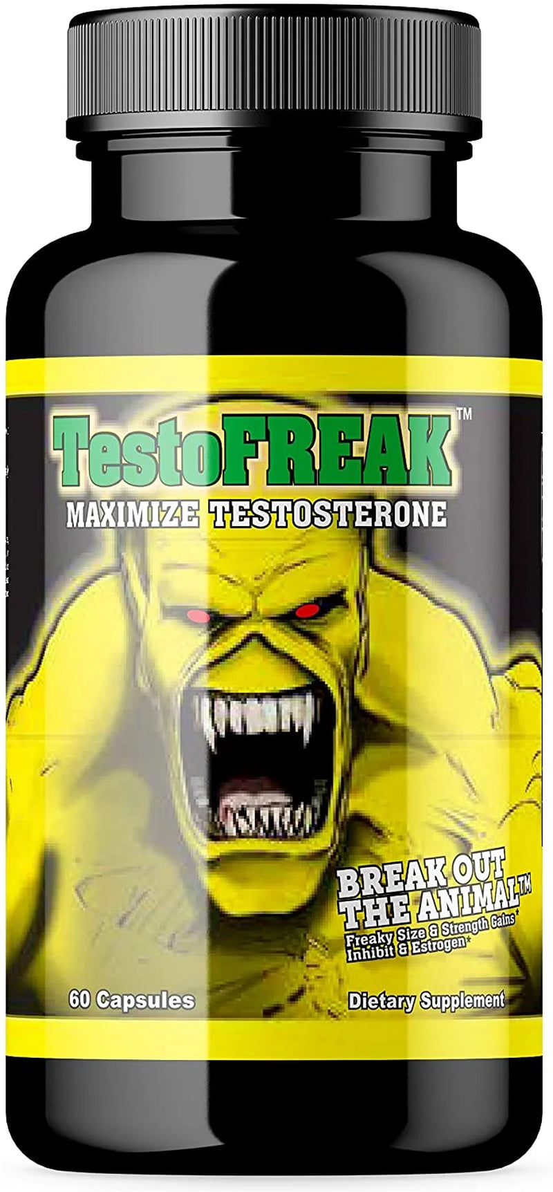 Testofreak 100% Natural Testosterone Booster for Size and Strength 60Ct Max 1410Mg per Serving by