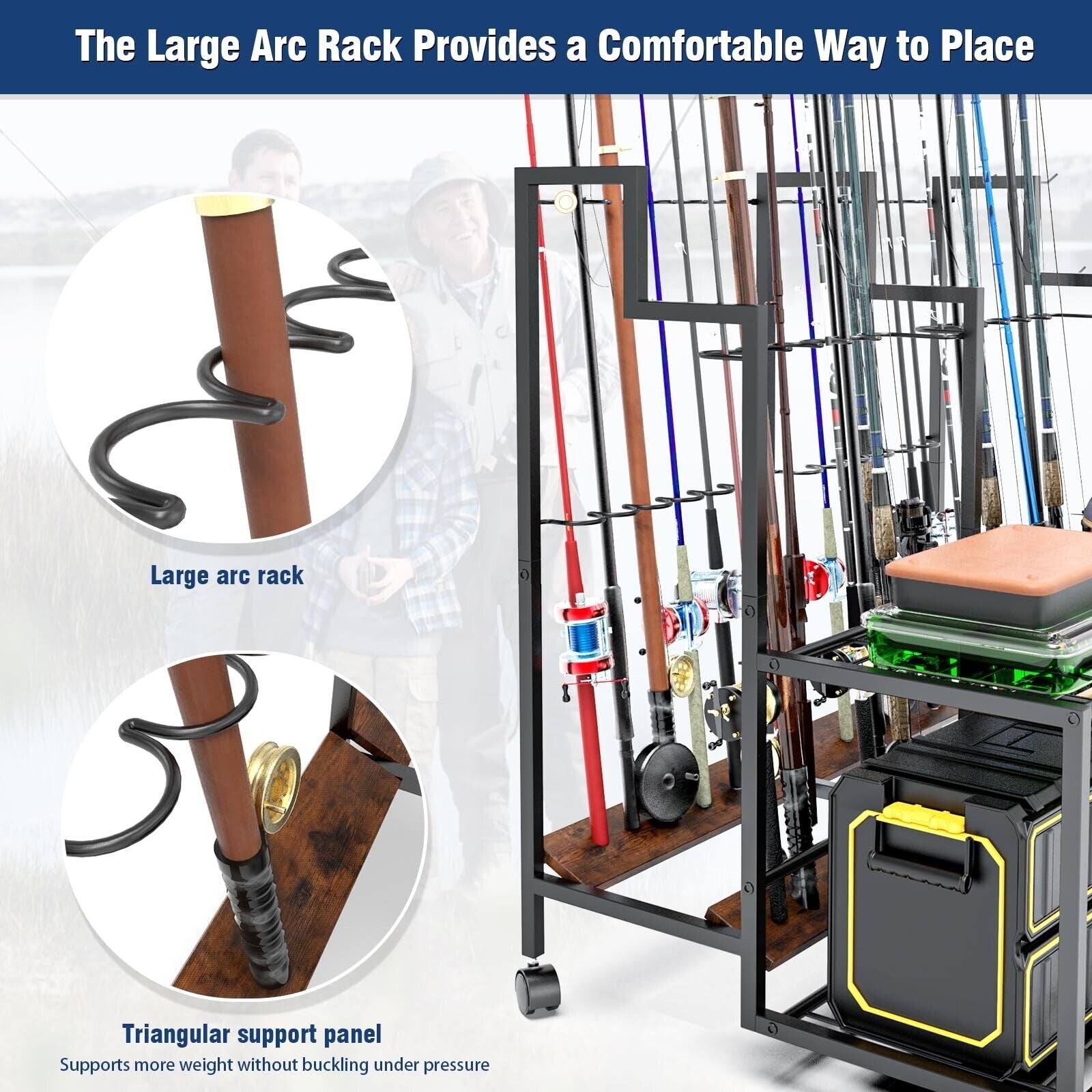 Miratino Fishing Rod Holders for Garage, 24 Rods Large-Capacity Fishing Pole ...