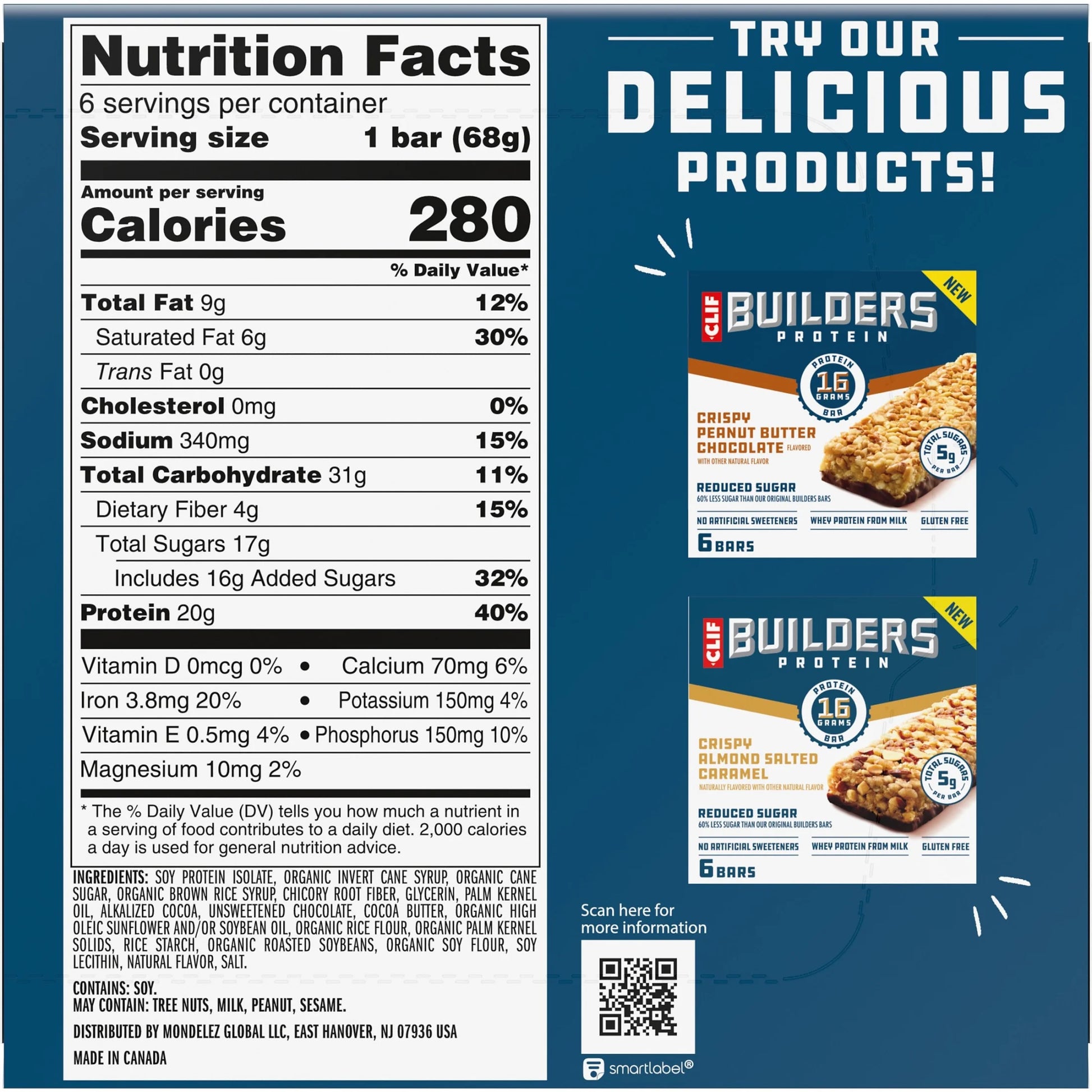 CLIF  Protein Bars Oreo-Flavored, Plant Protein, Gluten Free Bar, 6Ct