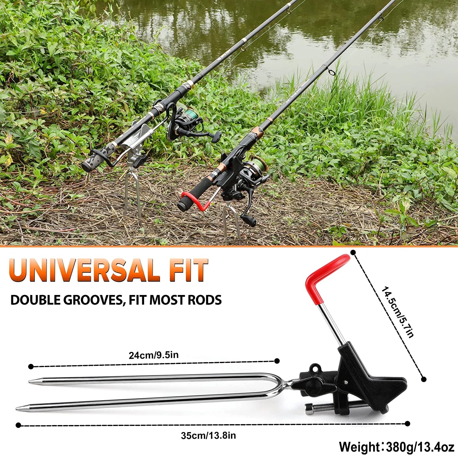 Fishing Rod Holders for Bank Fishing, Upgraded Fishing Pole Holders for Ground, 360 Degree Adjustable Fishing Pole Stand, Fishing Gear, Fishing Gifts for Men, 2 Pack