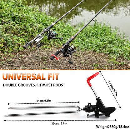 Fishing Rod Holders for Bank Fishing, Upgraded Fishing Pole Holders for Ground, 360 Degree Adjustable Fishing Pole Stand, Fishing Gear, Fishing Gifts for Men, 2 Pack