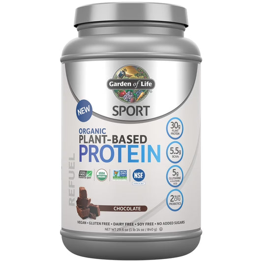 Sport Organic Plant-Based Protein Powder, Chocolate, 30G Protein, 1.9Lb, 29.6Oz