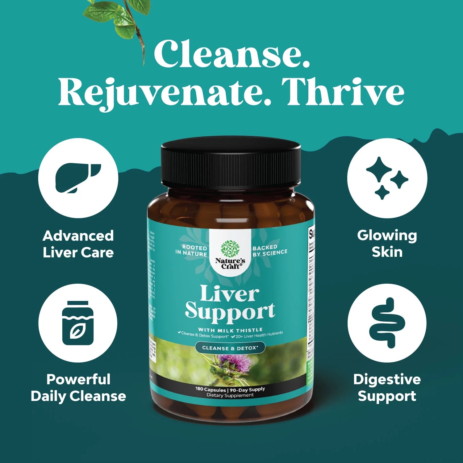 Liver Cleanse Detox & Repair, Liver Support Supplement with Milk Thistle, 180 Capsules