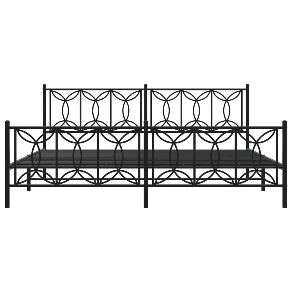vidaXL Metal Bed Frame with Headboard and Footboard Black 76"x79.9" King-3