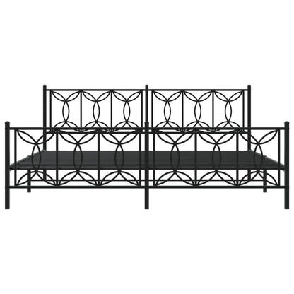vidaXL Metal Bed Frame with Headboard and Footboard Black 76"x79.9" King-3