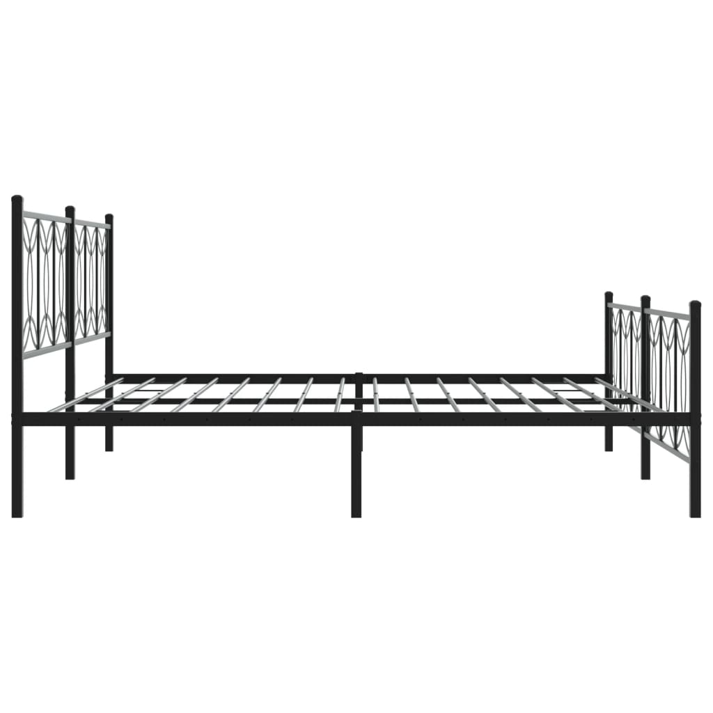 vidaXL Metal Bed Frame with Headboard and Footboard Black 76"x79.9" King-4