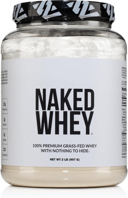 Naked Whey 2LB 100% Grass Fed Whey Protein Powder - Only 1 Ingredient, Unflavore