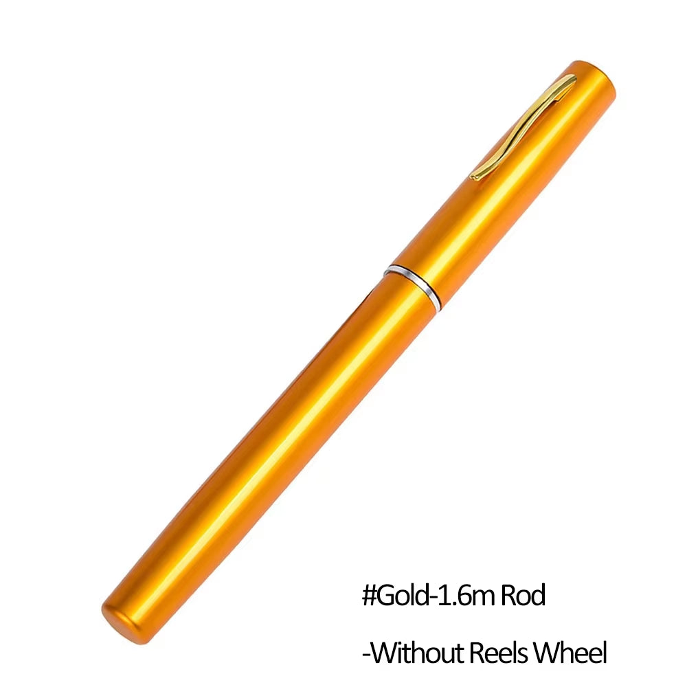 1M-1.6M Pen Style Pocket Fishing Rod Compact Telescopic Pole Lightweight Aluminum Alloy Portable Outdoor Use Fishing Gear