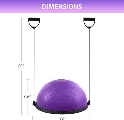 Balance Ball Trainer with Resistance Bands and Foot Pump, Inflatable Yoga Ball for Home Gym Workouts, 23 Inch Exercise Half Ball for Balance Training Core Strength Fitness More, 330Lb Cap