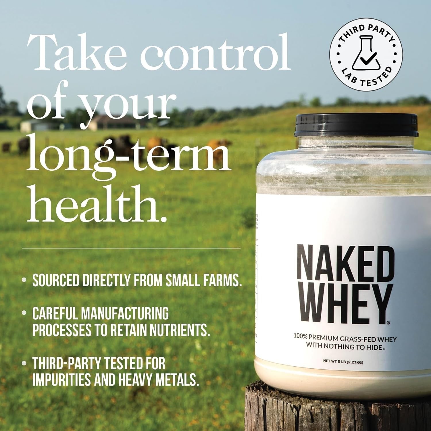 Naked Whey Chocolate Protein Powder - Only 3 Ingredients - Grass Fed Whey Protei