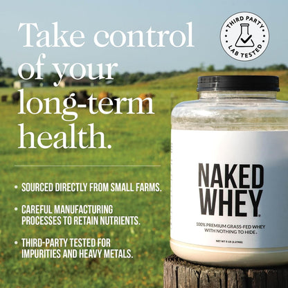 Naked Whey Chocolate Protein Powder - Only 3 Ingredients - Grass Fed Whey Protei