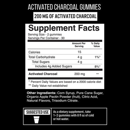 Activated Charcoal Gummies - Natural Coconut Shell Charcoal Gummy Supplements Fo