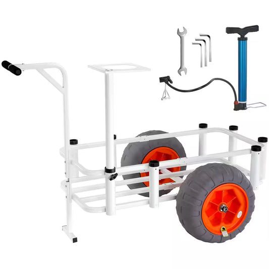 3.5 Cu.Ft. Beach Fishing Cart 350 Lbs. Heavy-Duty Steel Fish and Marine Cart Garden Cart with 2 X 16 In. PU Balloon Tire