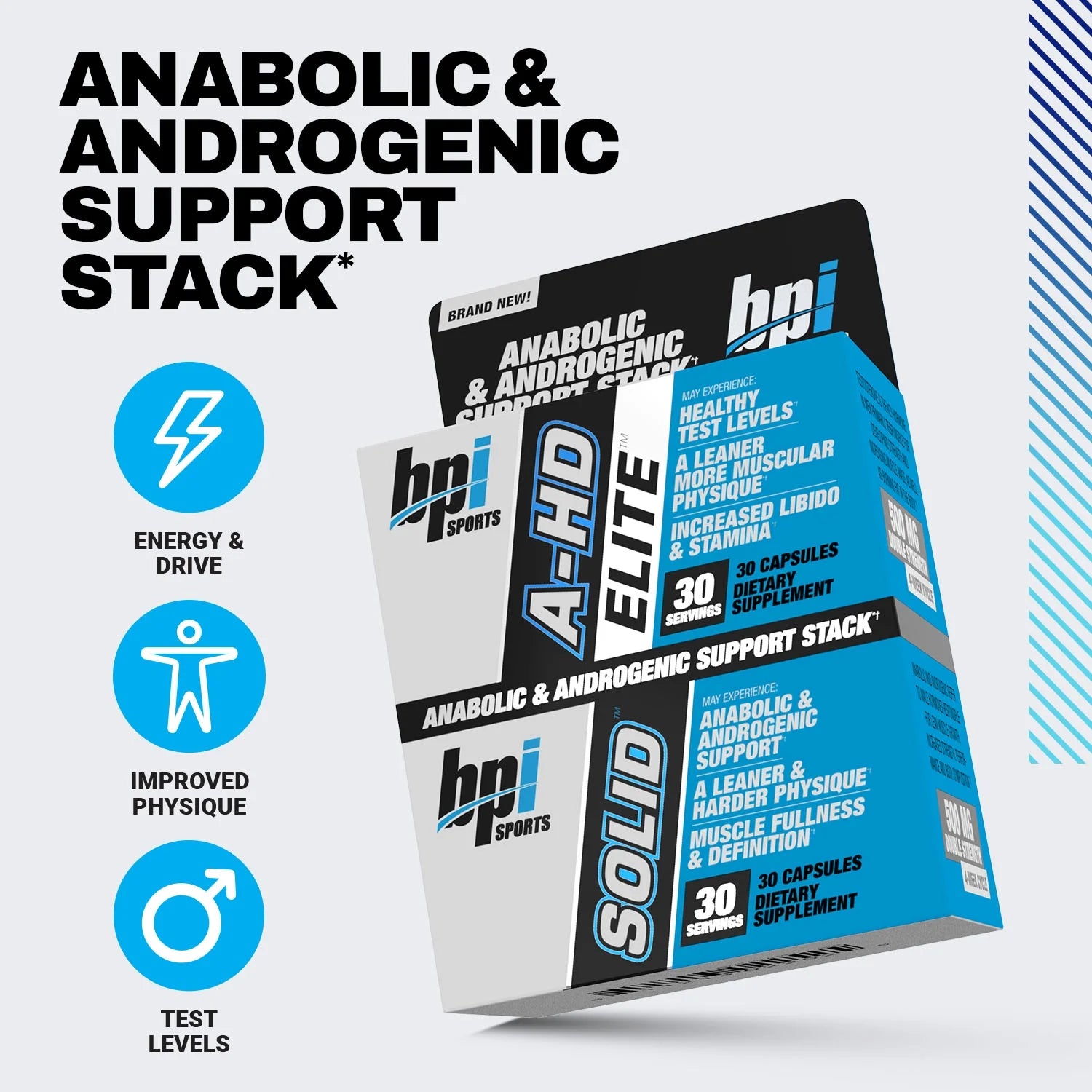 A-HD Elite/Solid Anabolic Testosterone Support Formula, 60 Caps