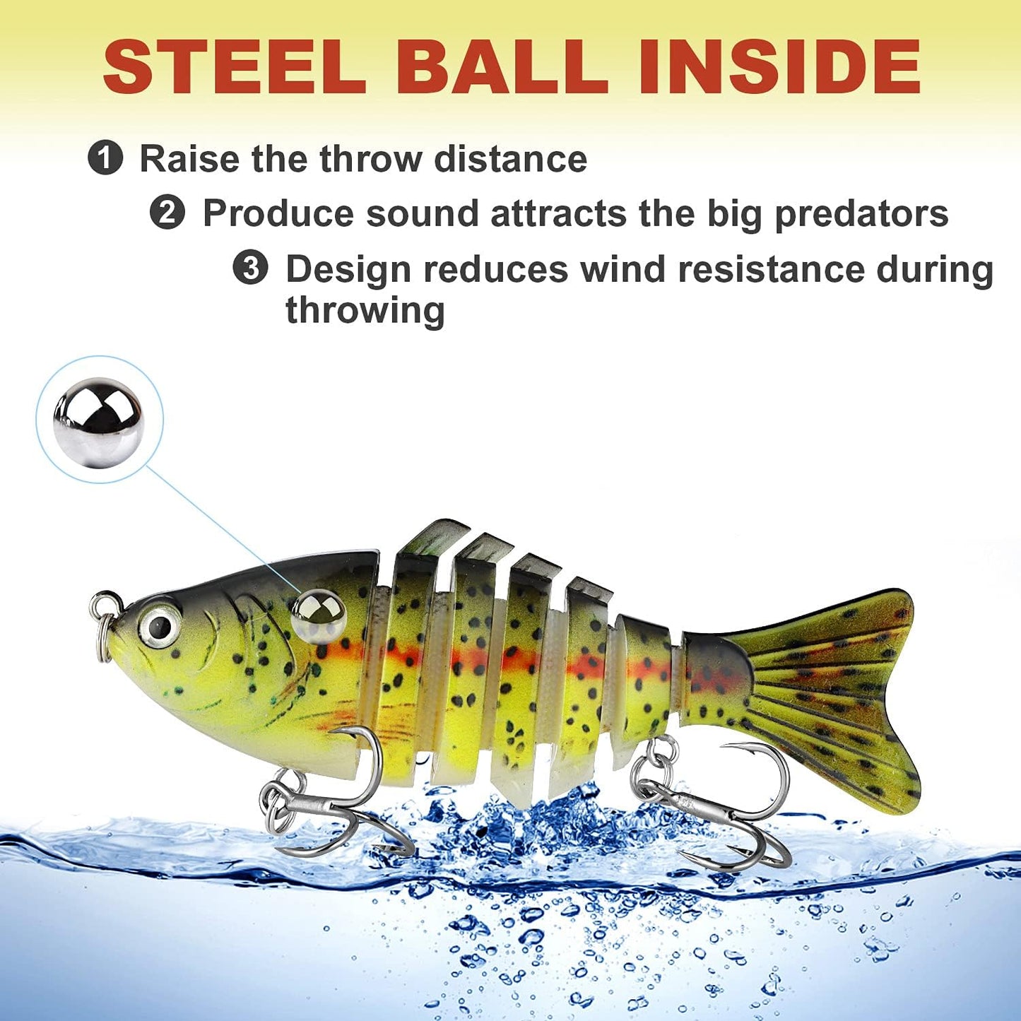3D Lifelike Fishing Lures for Bass Trout Perch Freshwater Fishing Lures Multi Jointed Swimbait Hard Bait Freshwater Fishing Gear Fishing Stuff Fishing Gifts for Men