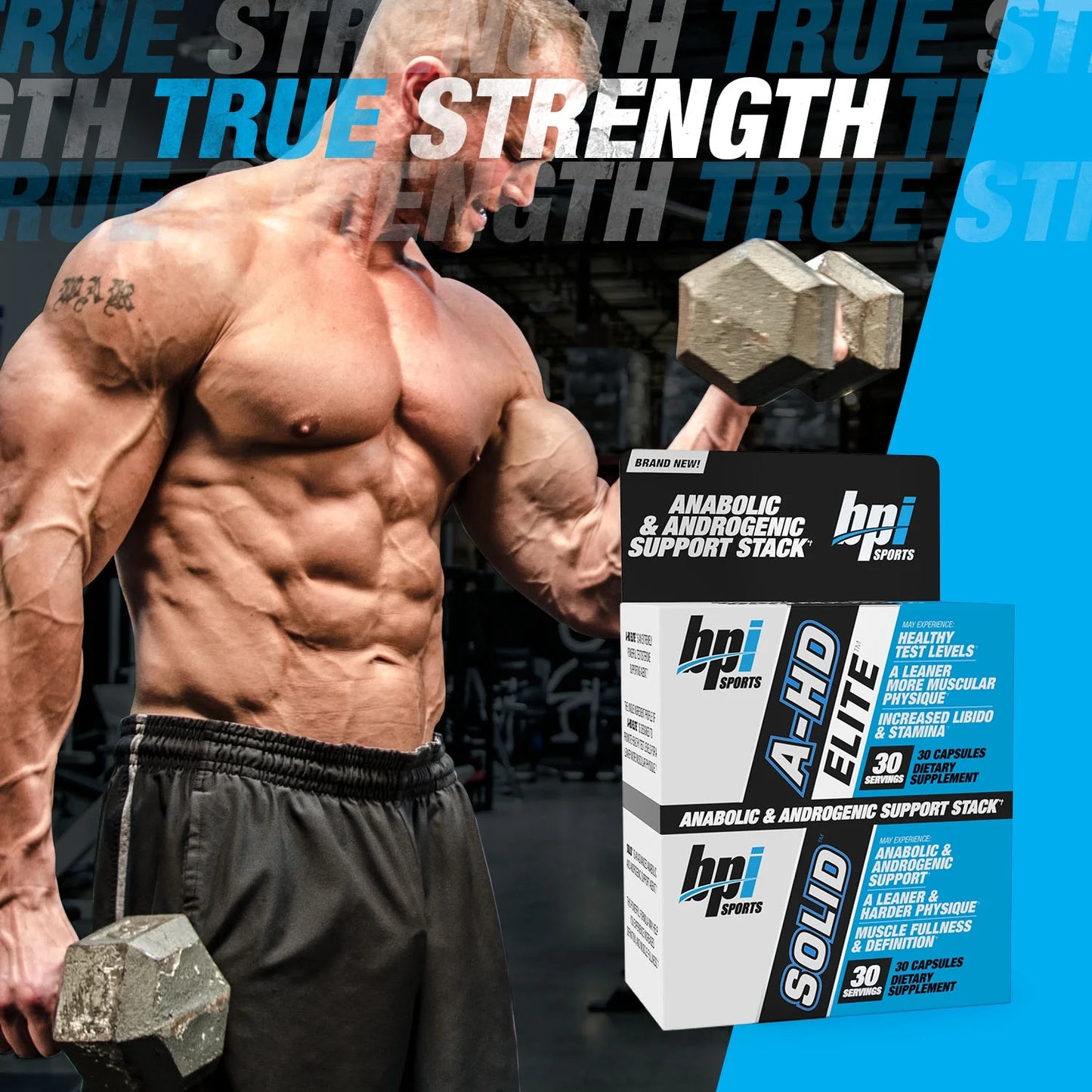 A-HD Elite/Solid Anabolic Testosterone Support Formula, 60 Caps