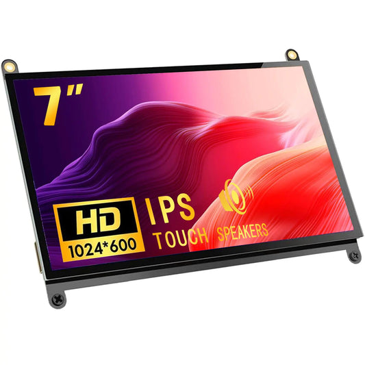 ApexMaker 7 inch Screen for Raspberry Pi Touchscreen Monitor 1024X600 Upgrade IPS FHD LCD Screen Display Dual-Speaker USB HDMI Portable Monitor for Raspberry Pi 4B/3B+/ZeroW/3B/Zero/2B/A+/B+/A/B